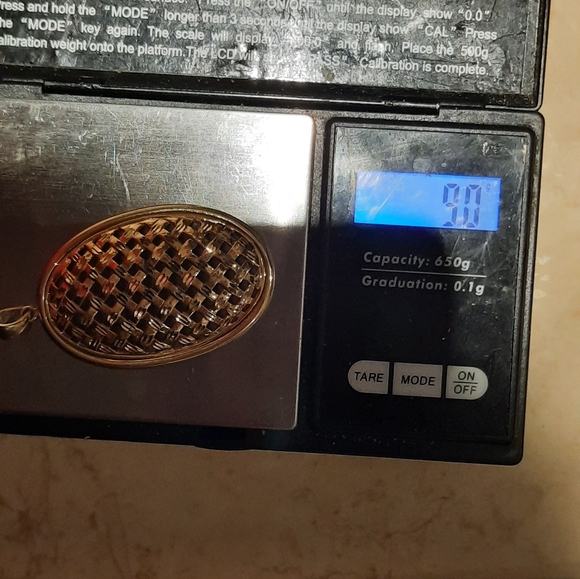 NWT Massive Elegant Solid 14K Yellow Gold Diamond Cut Oval Pendant - Picture 5 of 6